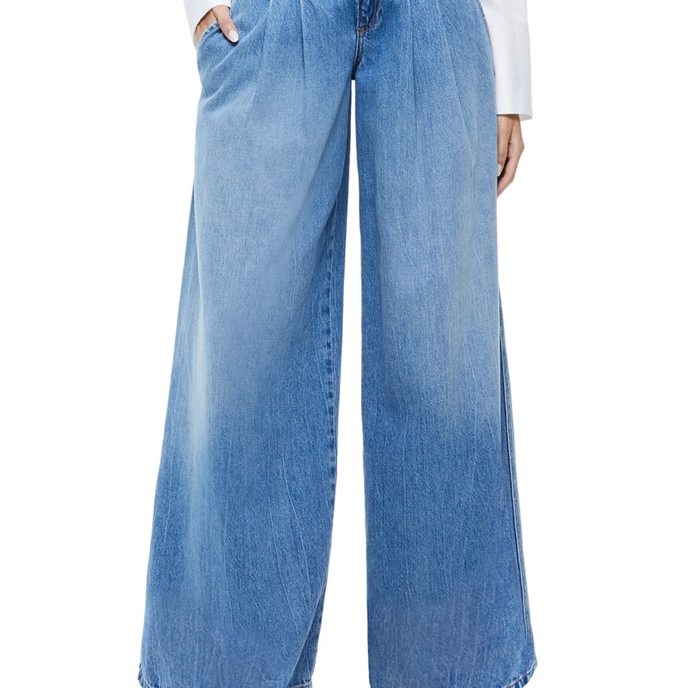 Alice + Olivia Wide-Leg Blue Jeans - Picture 2 of 12